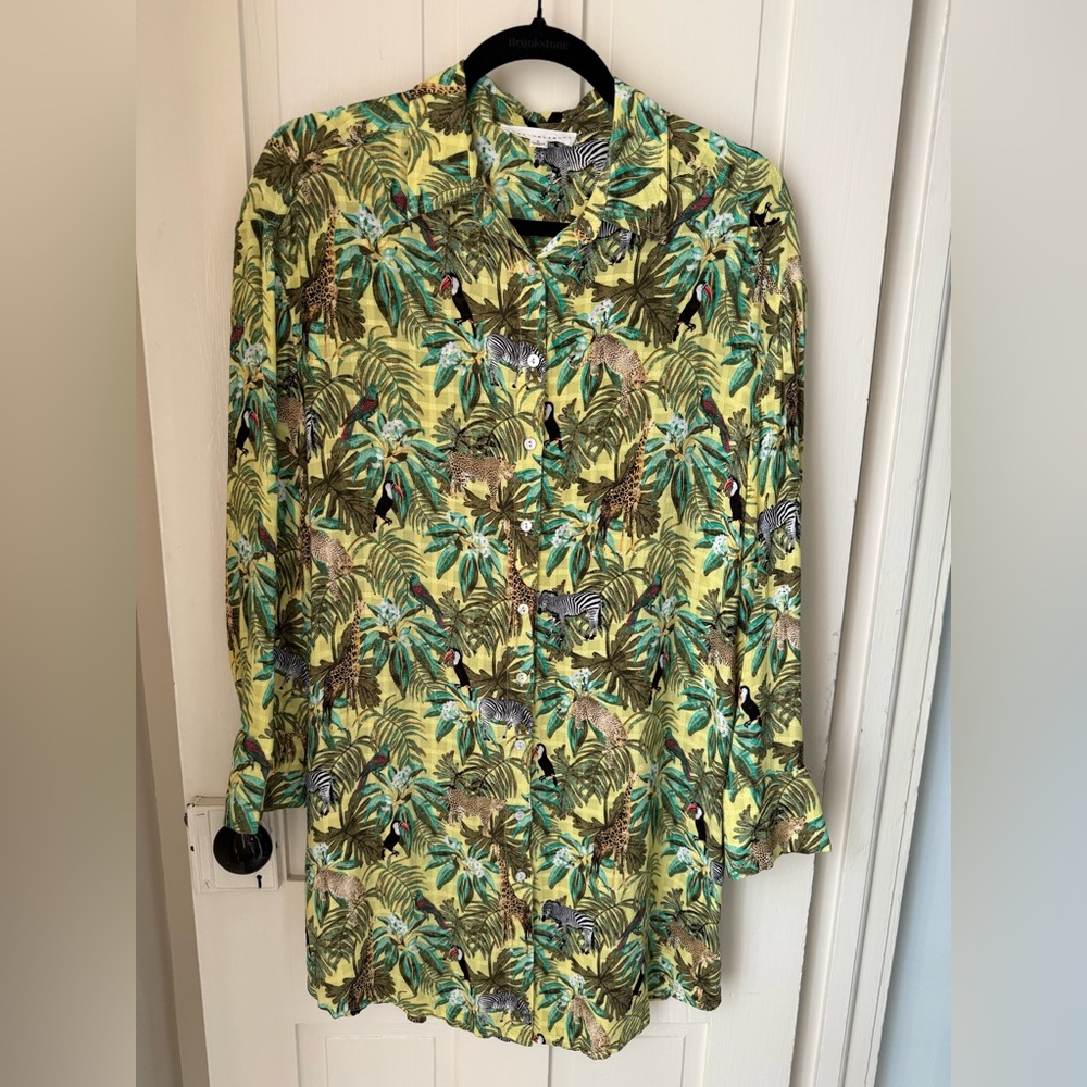 Tropical Print Button-Up Shirt